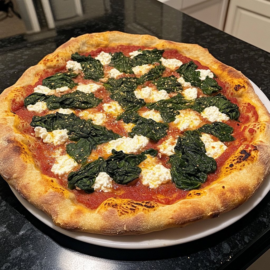 Pizza mit Spinat und Ricotta