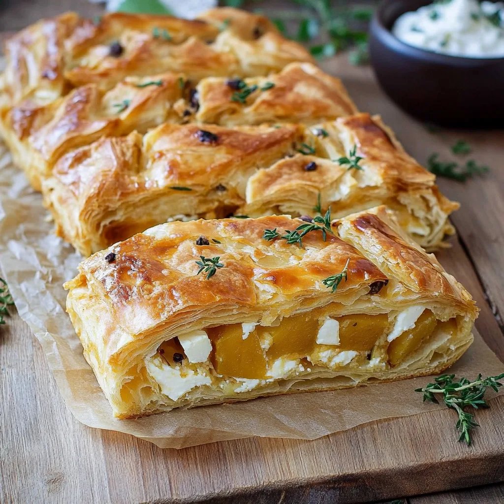 Kürbisstrudel mit Feta
