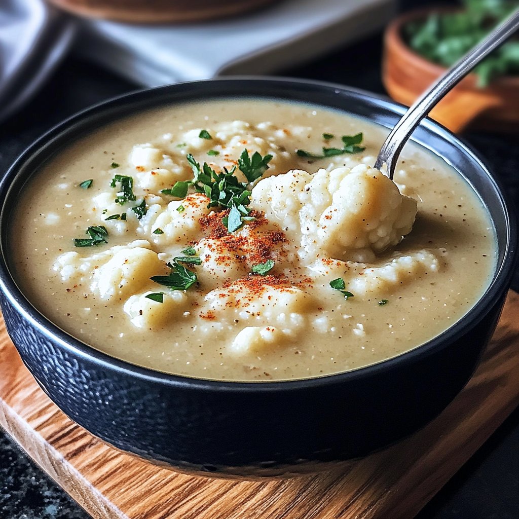Vegane Blumenkohlsuppe mit Gewürzen