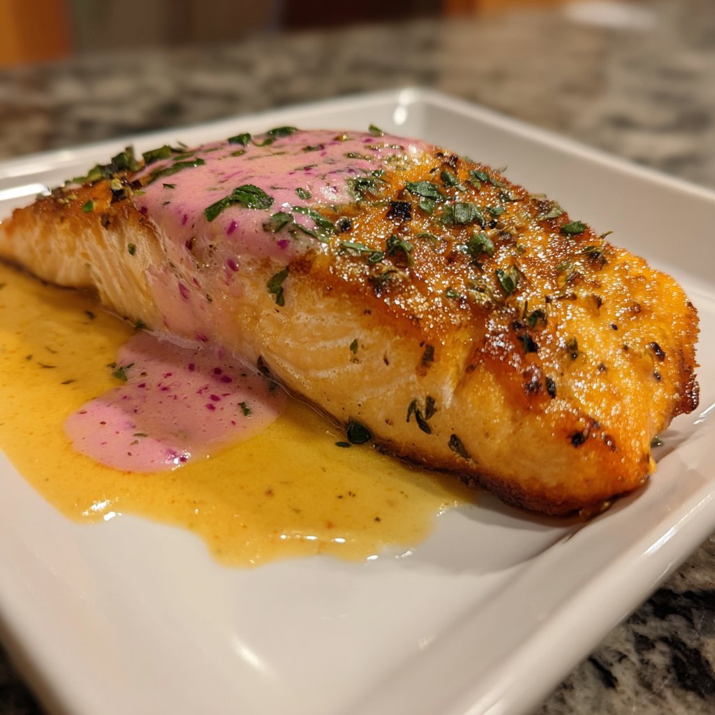 Lachs mit rosa Pfeffersauce