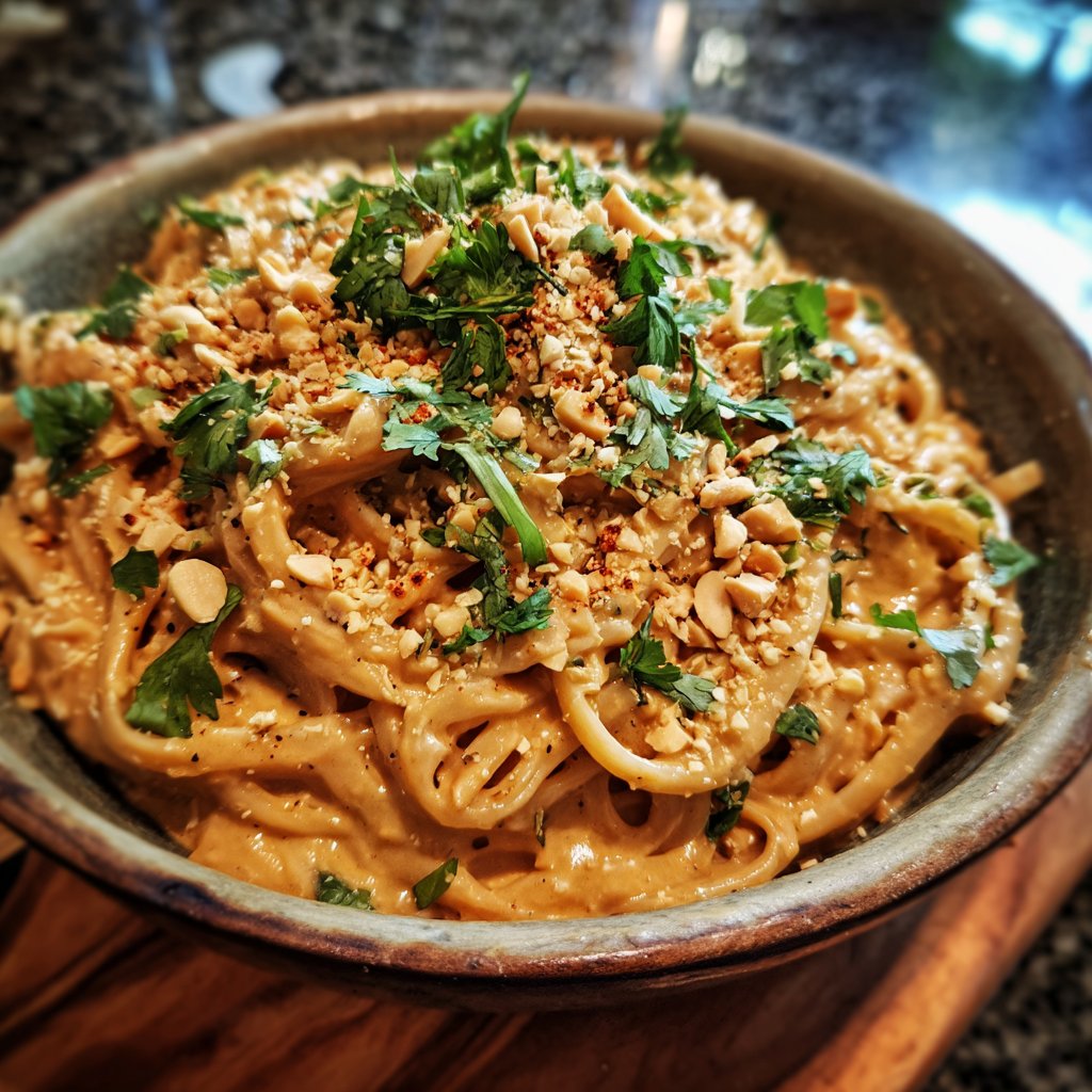 Reisnudeln mit Erdnusssauce